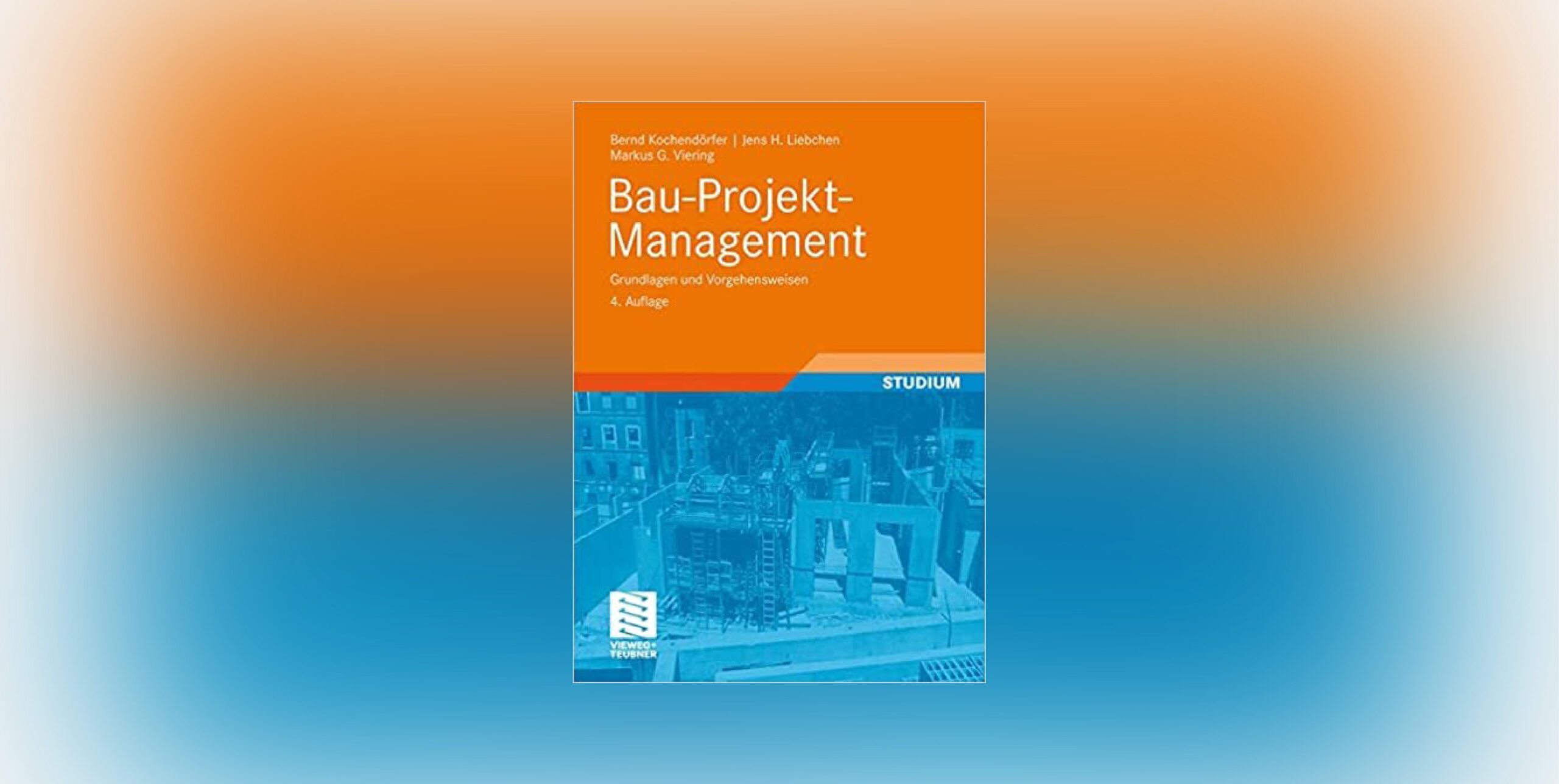 Bau-Projekt-Management on orange background