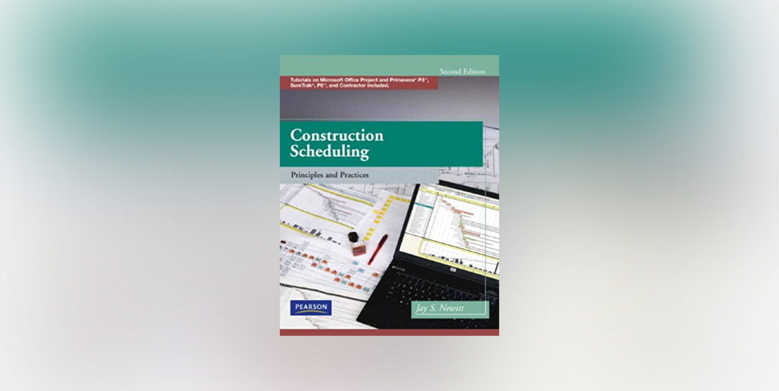 Construction scheduling book on green background