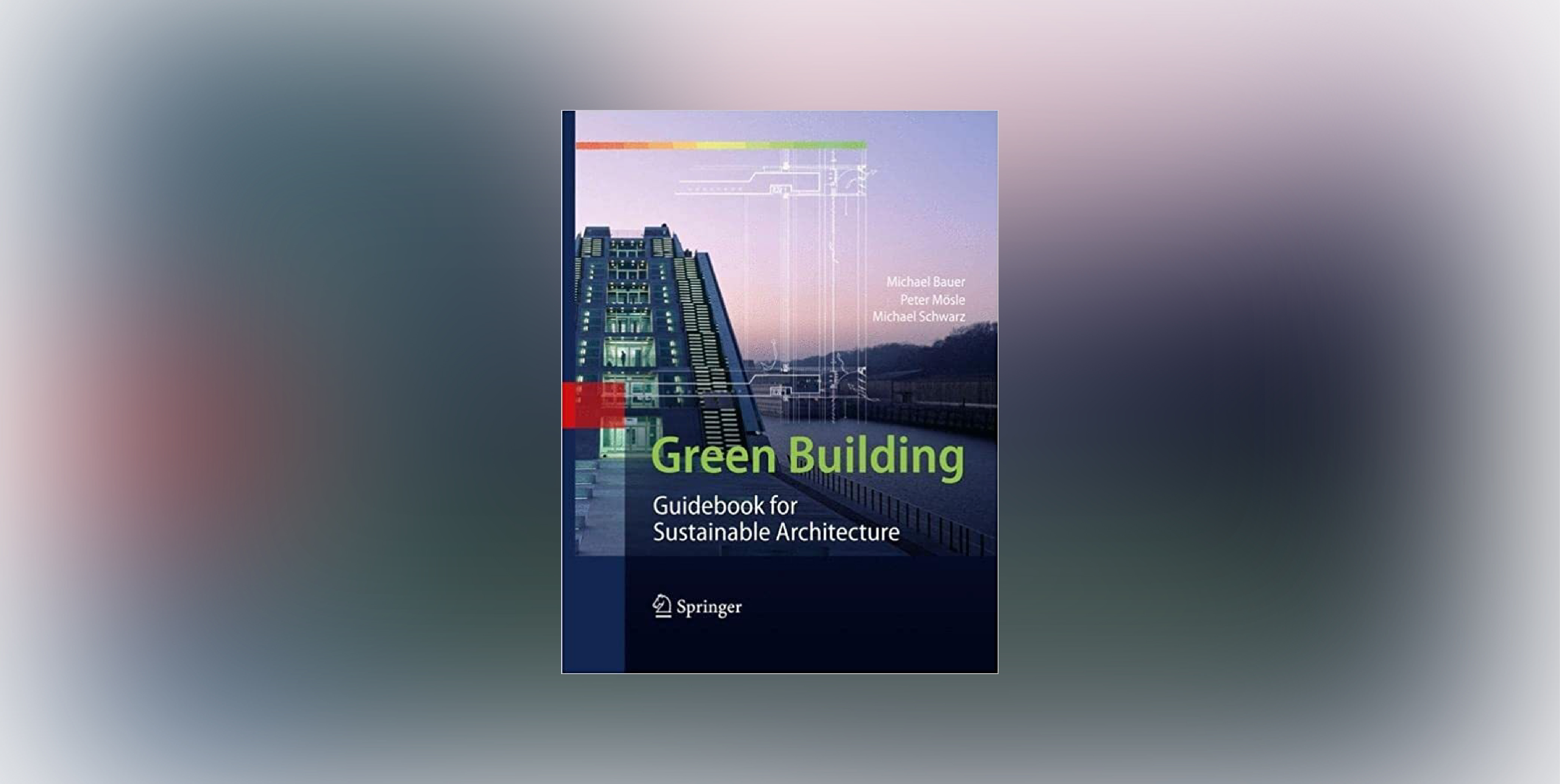 Green building book on black background