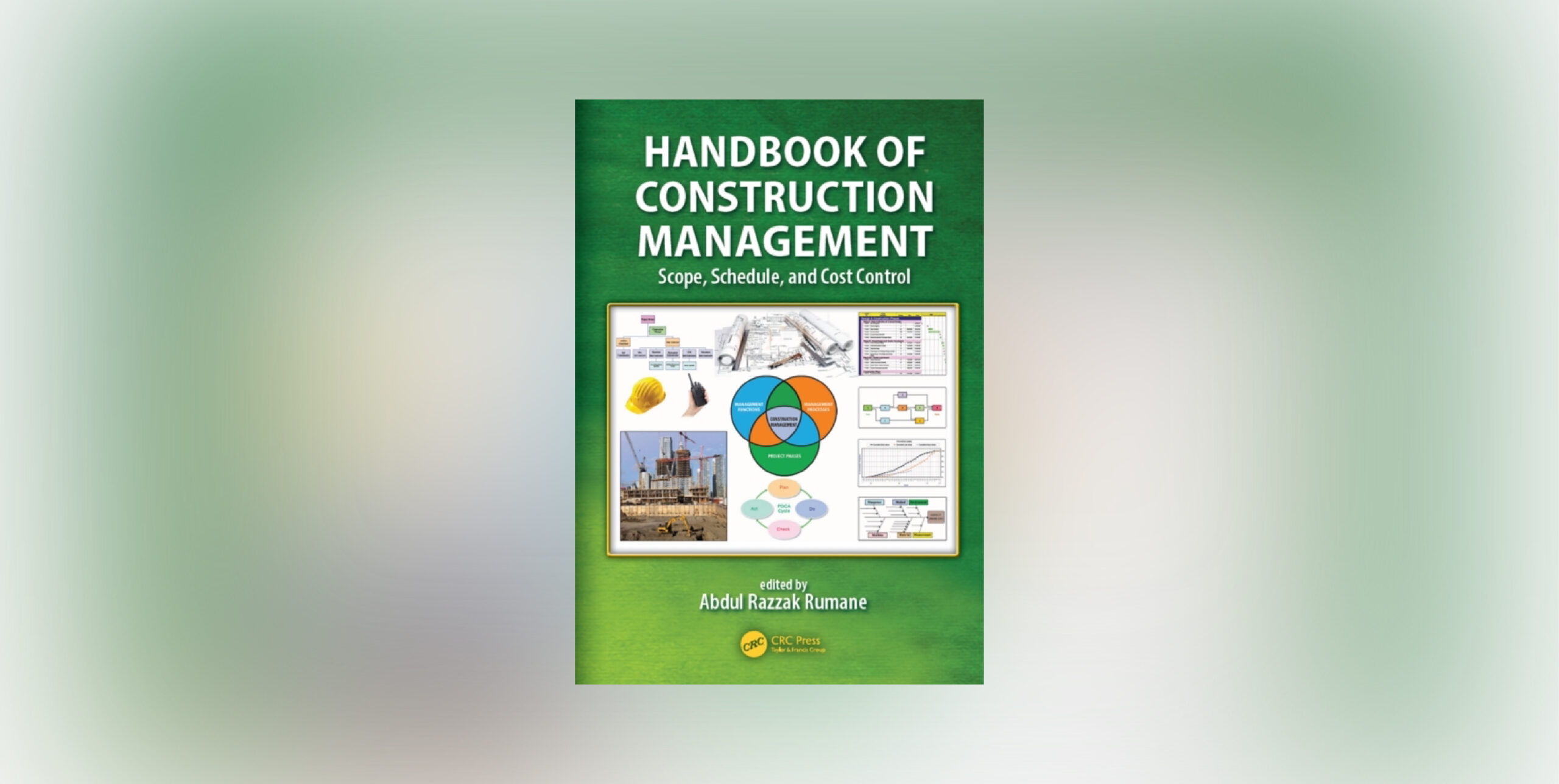 Handbook of construction book on green background